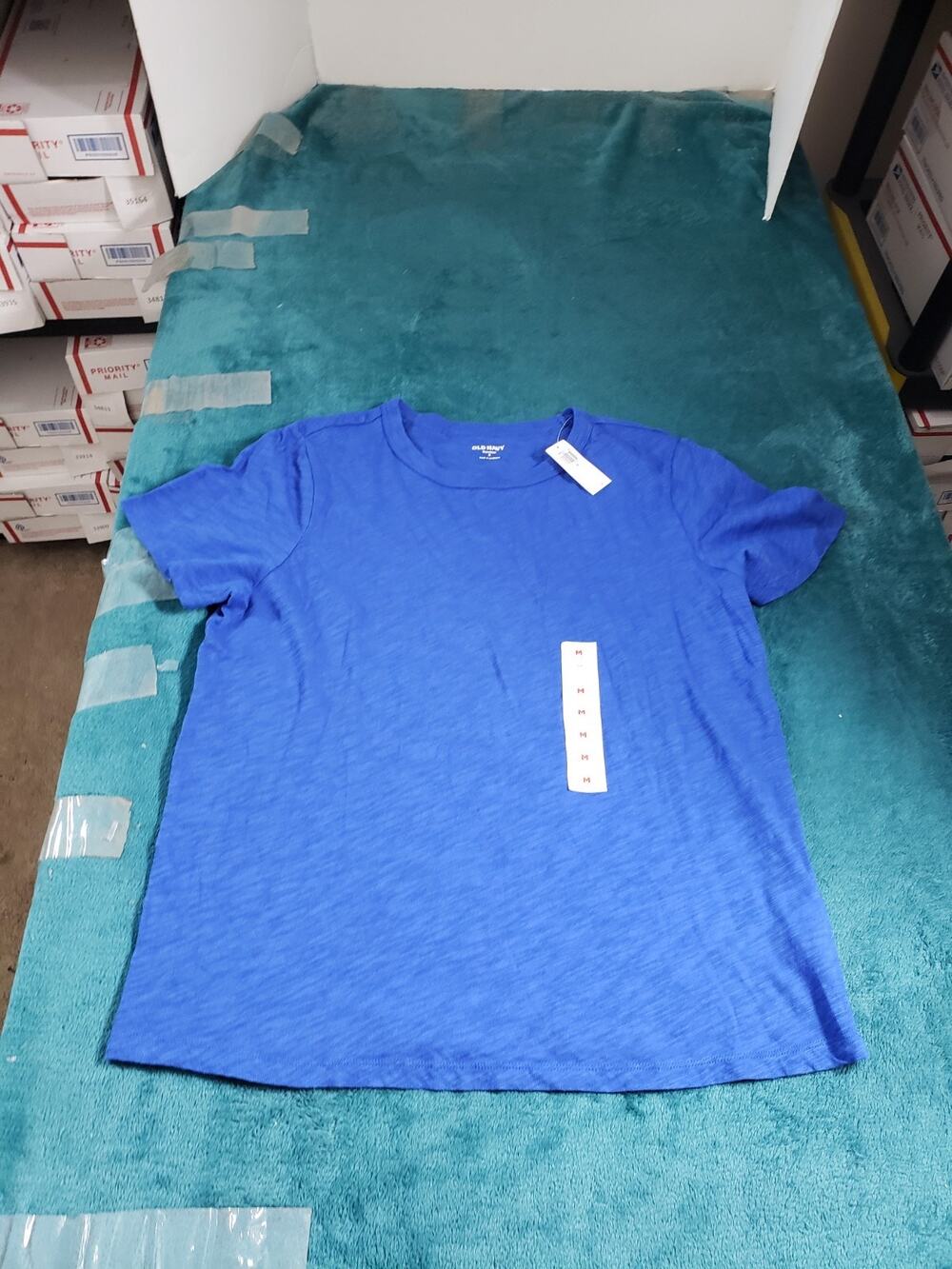 Old Navy Top Size Medium Women Blue Short Sleeves Ladies Cotton Everywear NWT